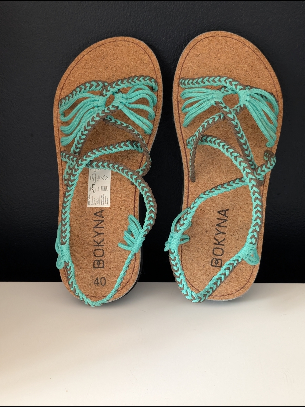 Bokyna Germany Freedom Braided Turquoise Ladies' Sandals - Picture 2 of 6